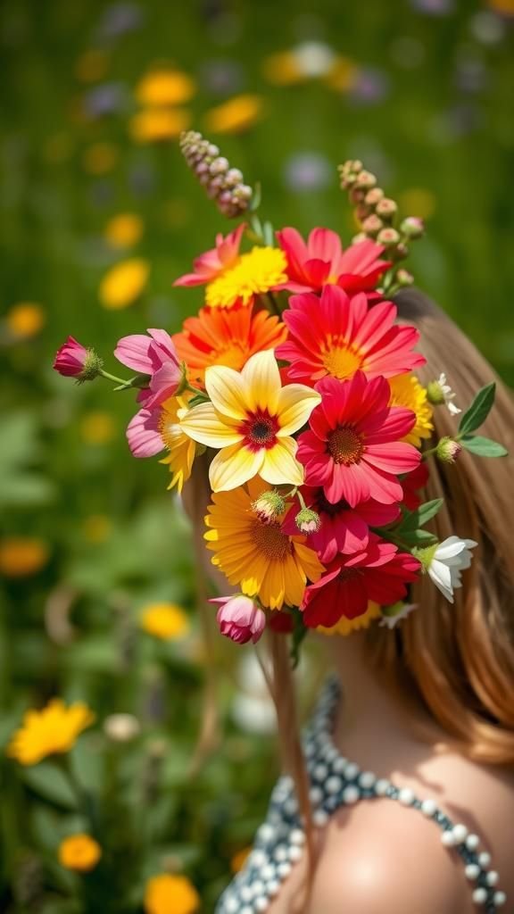 Corona Bohemia Con Flores Silvestres Multicolor Vivo