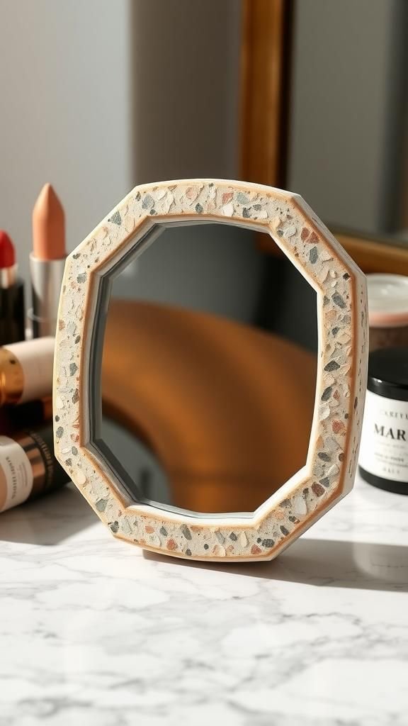 Petit Miroir Terrazzo Avec Biseau Texturé