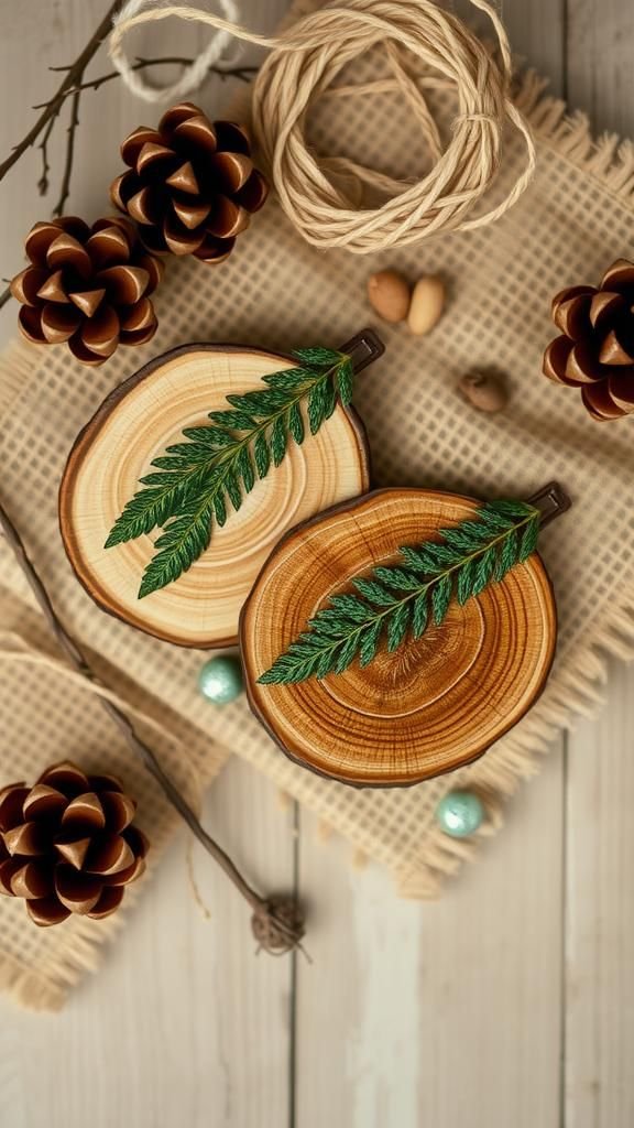 Pressed Fern And Wood Slice Hair Clip