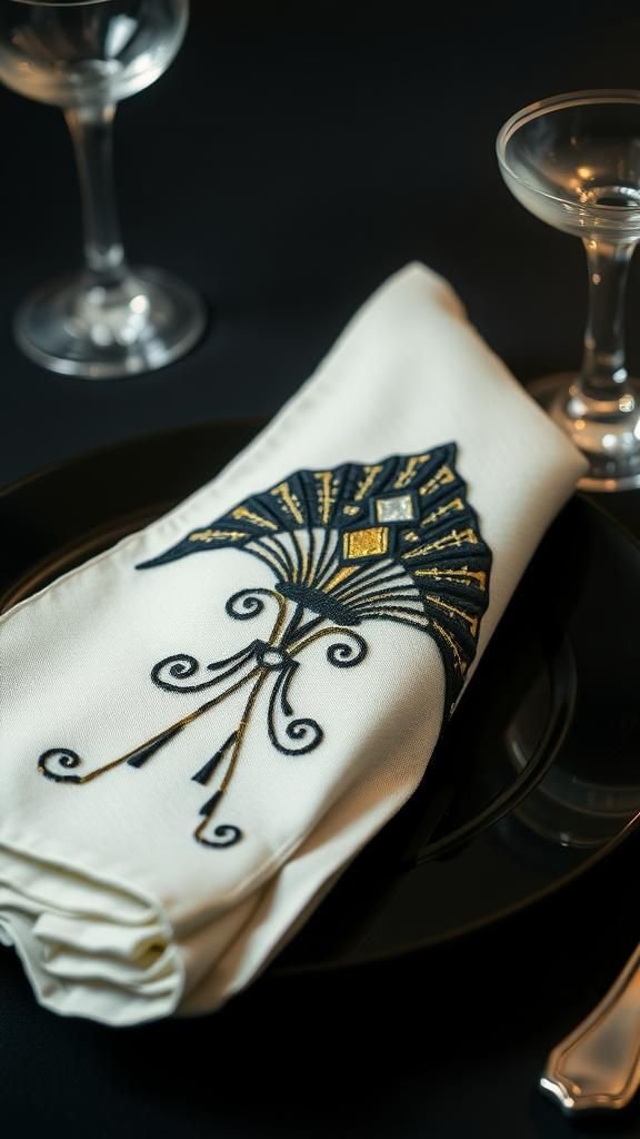 Art Deco Fan Edge With Satin Lines