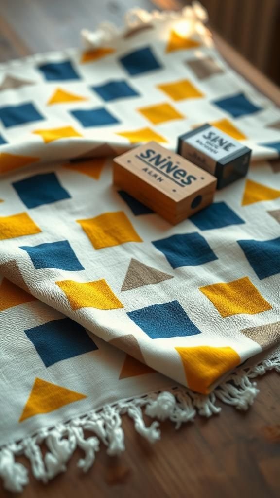 Diseños Geométricos Repetidos Con Sellos Caseros