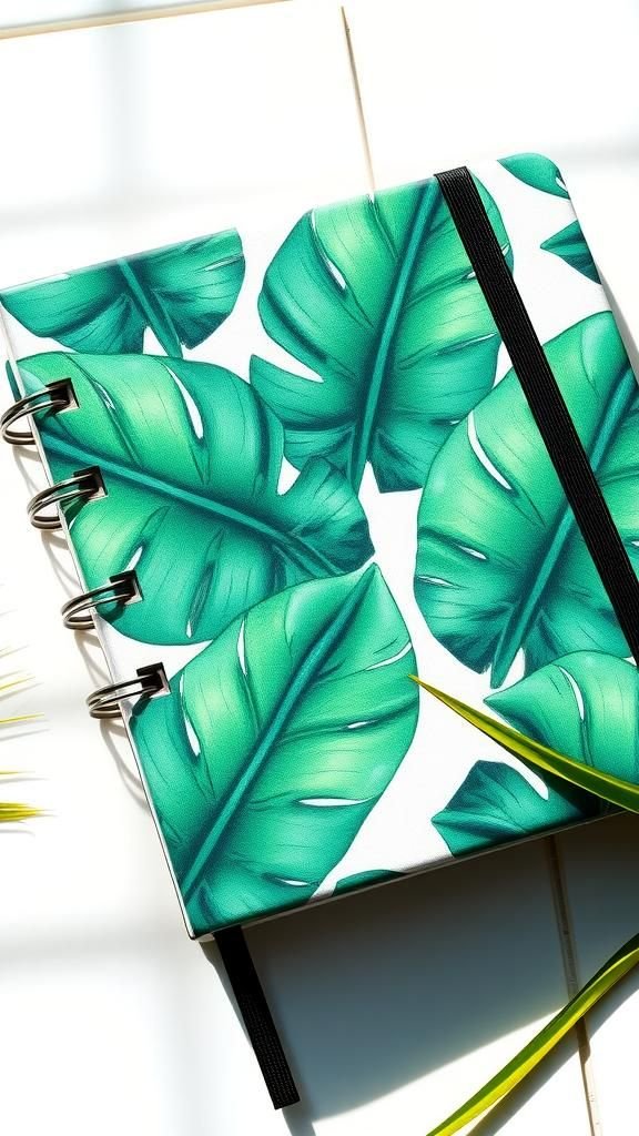 Tropical Leaf Print With Elastic Band