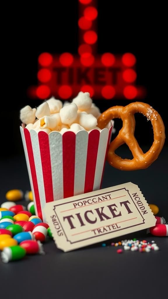 Movie Night Felt Snacks: Popcorn, Pretzels, Candy