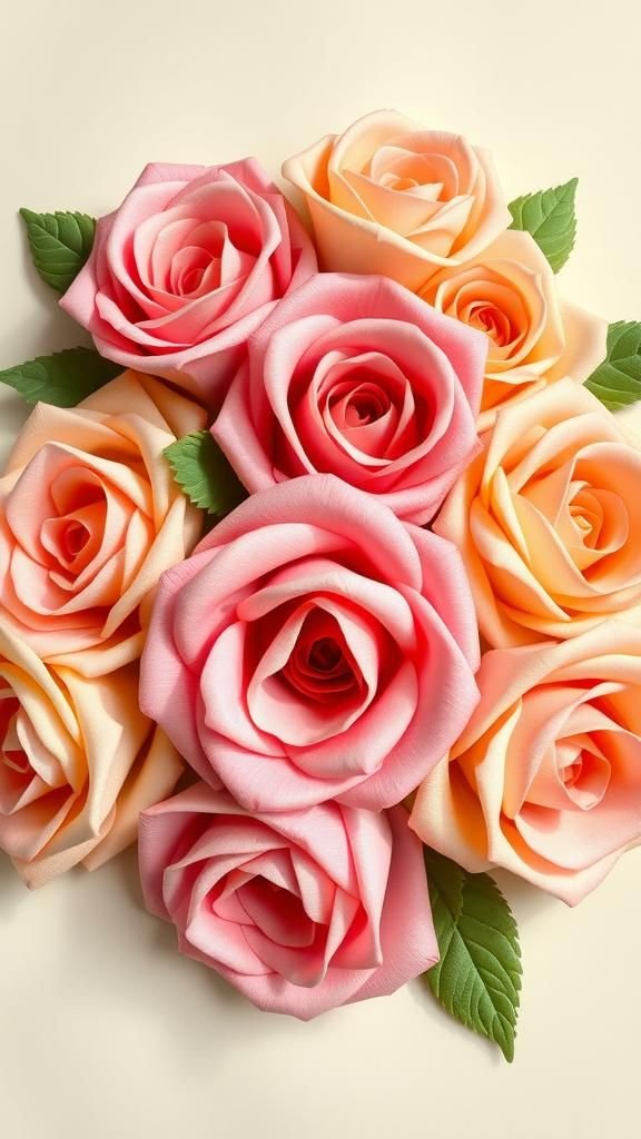 Roses En Papier Aux Pétales Veloutés Réalistes