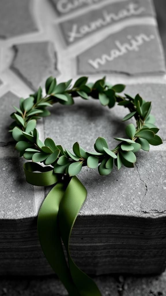 Monochrome Greenery Crown With Subtle Texture