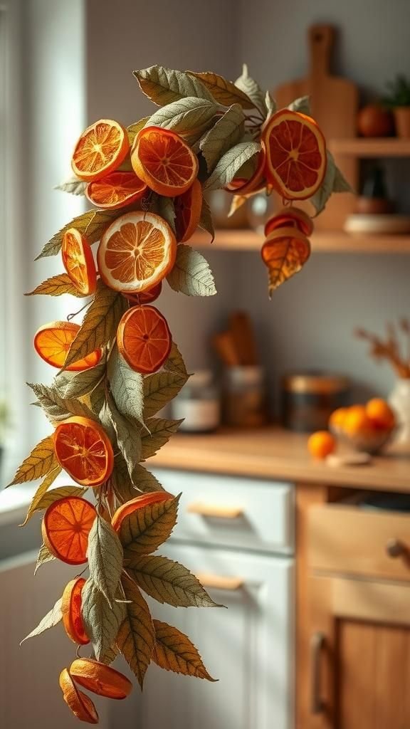 Guirnalda De Hojas Con Toques De Cítricos Secos