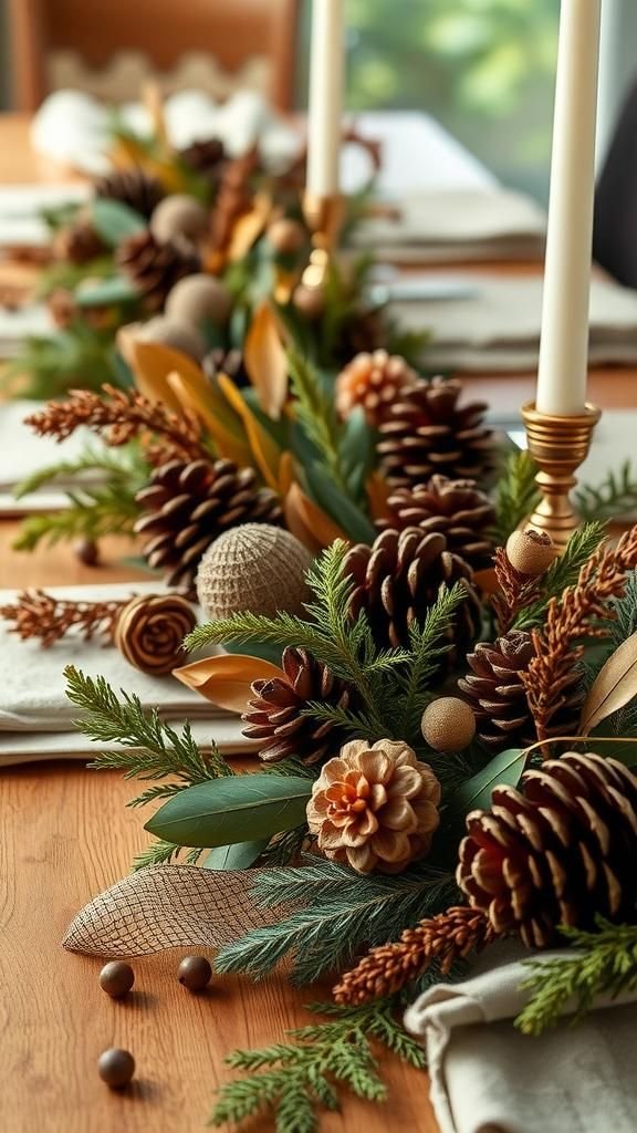 Guirnalda De Hojas Y Piñas De Bosque