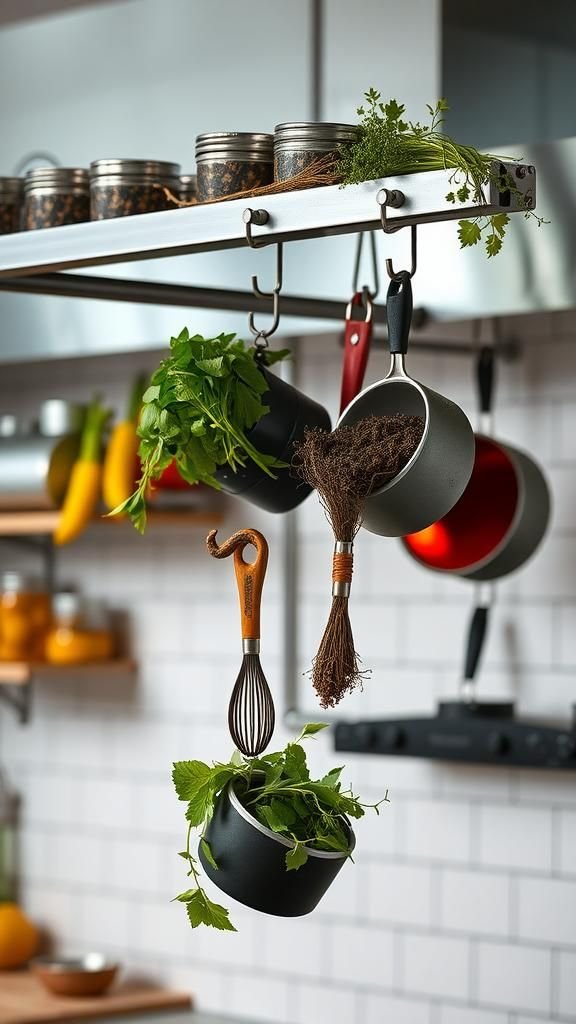 Over-The-Range Pot Rack Herb Dryer