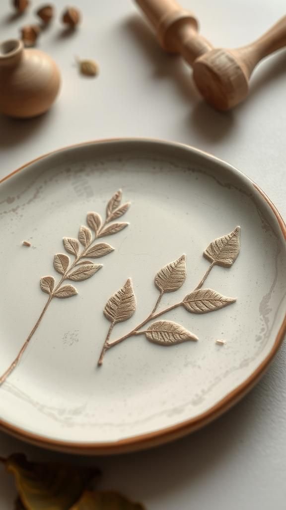 Assiettes En Céramique Aux Empreintes Organisées