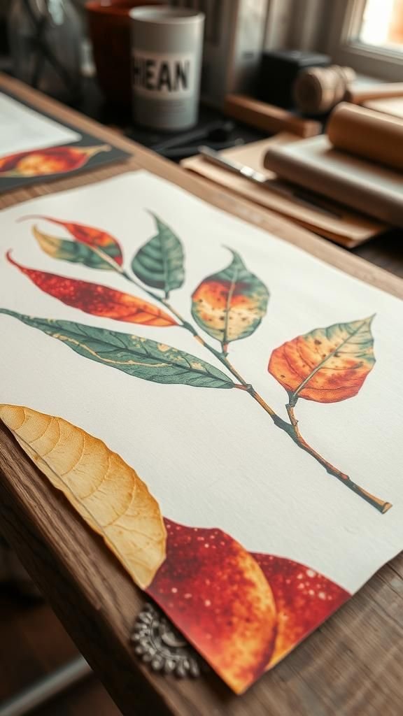 Monotypes Botaniques Aux Contrastes Picturaux