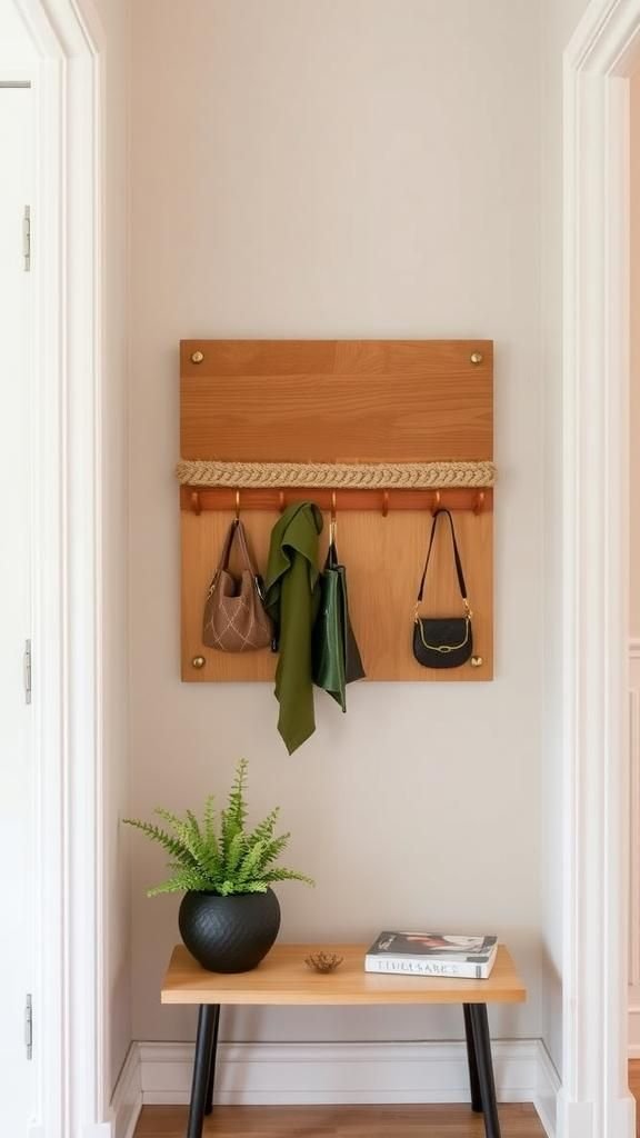 Braided Jute Rope Key Holder With Hooks