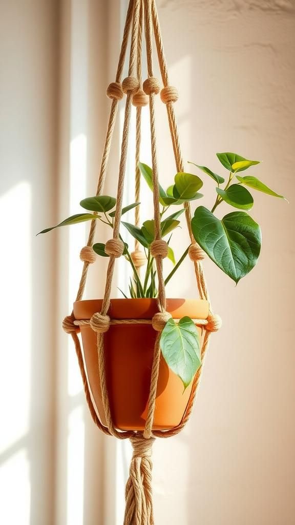 Cozy Rope-Wrapped Planter Hanger For Boho Corners