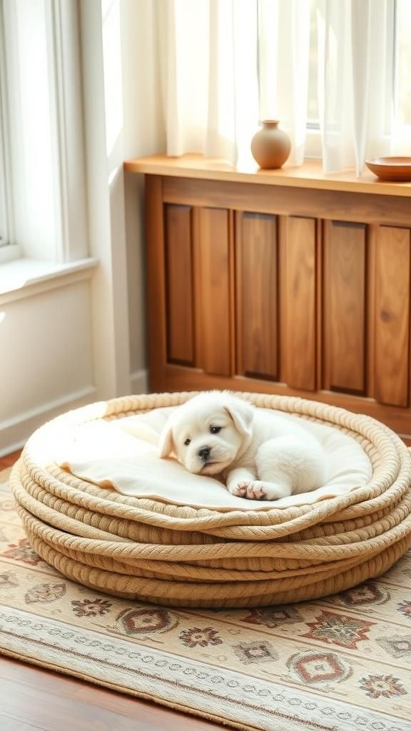 Jute Pet Bed With Cushy Pillow Insert