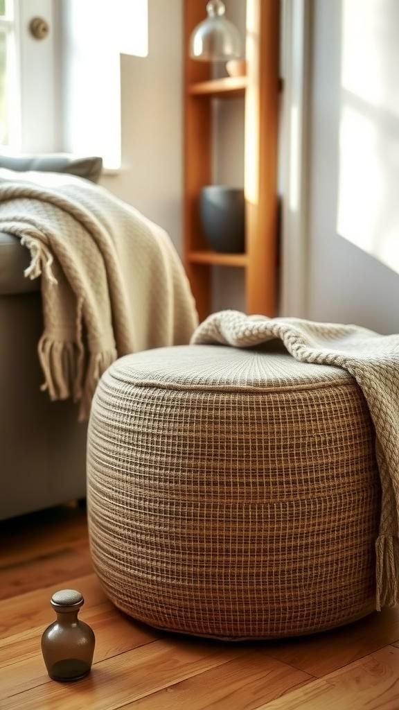 Rope-Wrapped Ottoman Or Footstool For Refresh