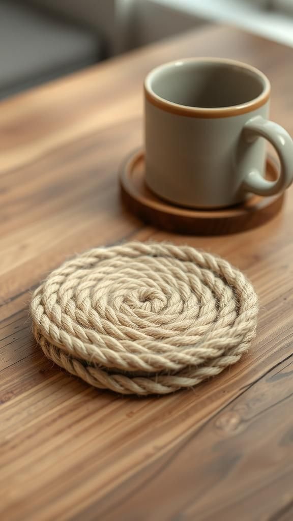 Rustic Jute Rope Coasters In Mixed Weaves