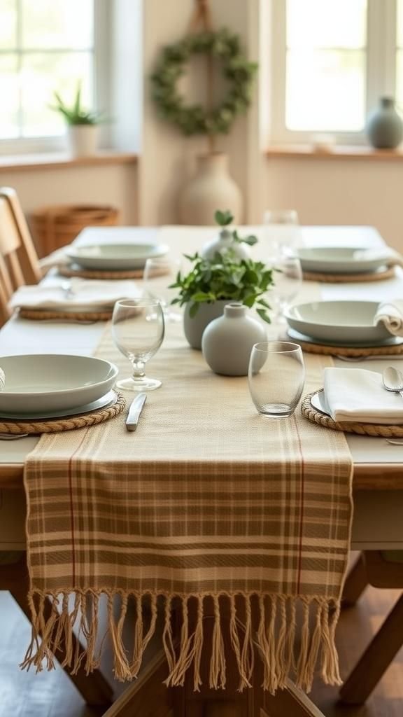 Soft Jute Rope Table Runner With Fringe