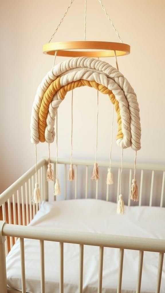 Móvil Arcoíris Boho En Tonos Suaves Terrosos