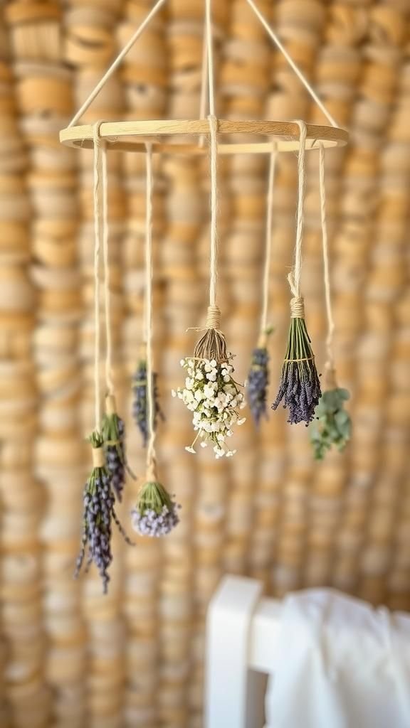 Móvil Floral Seco Boho Con Ramos Miniatura