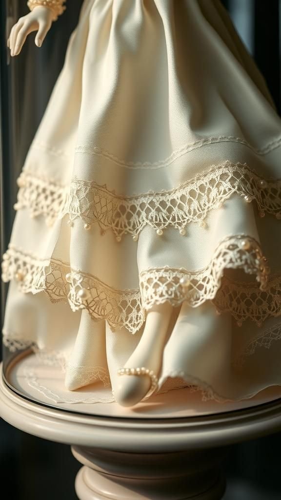 Muñeca De Encaje Y Perlas Para Exhibición Elegante