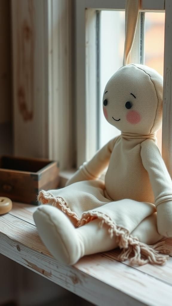 Muñeca De Trapo Clásica Con Cara Bordada