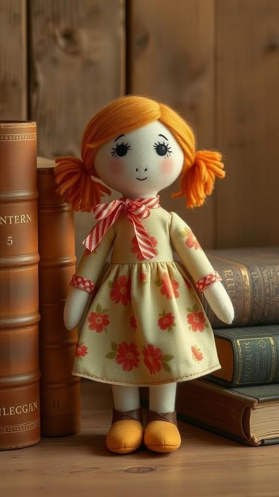 Muñeca Estilo Retro Con Vestido De Flores