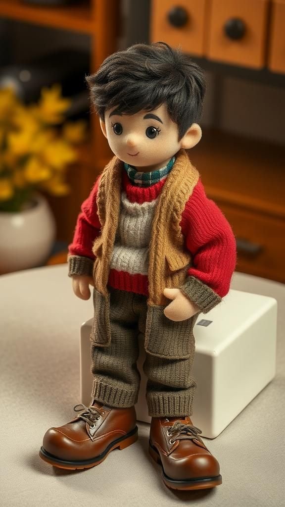 Muñeca Masculina Suave Con Atuendo Casual Retro