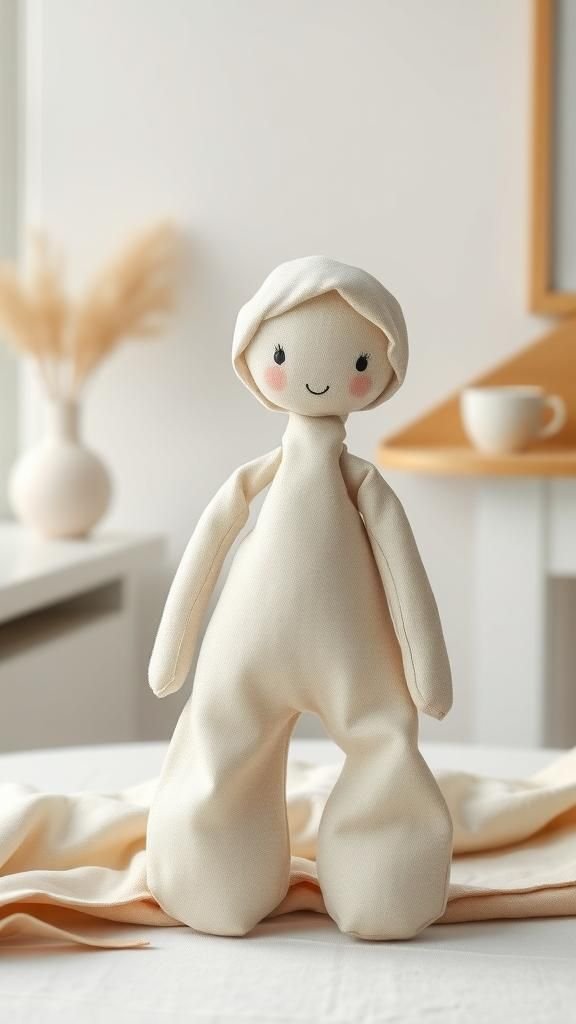 Muñeca Minimalista De Tela Con Rasgos Simples