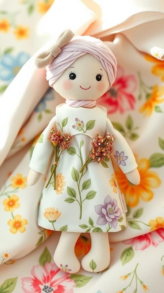 Muñeca Primavera Con Estampados Botánicos Y Flores