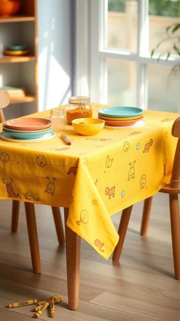 Nappe Pour Enfants Douce Et Colorée Teintée Au Curcuma