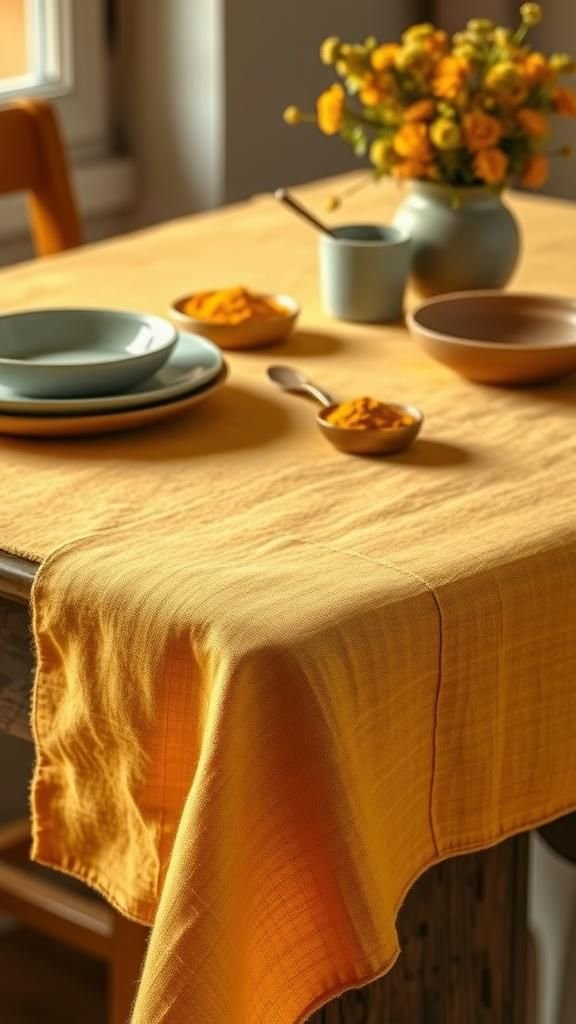 Nappe Rustique En Lin Teintée Au Curcuma