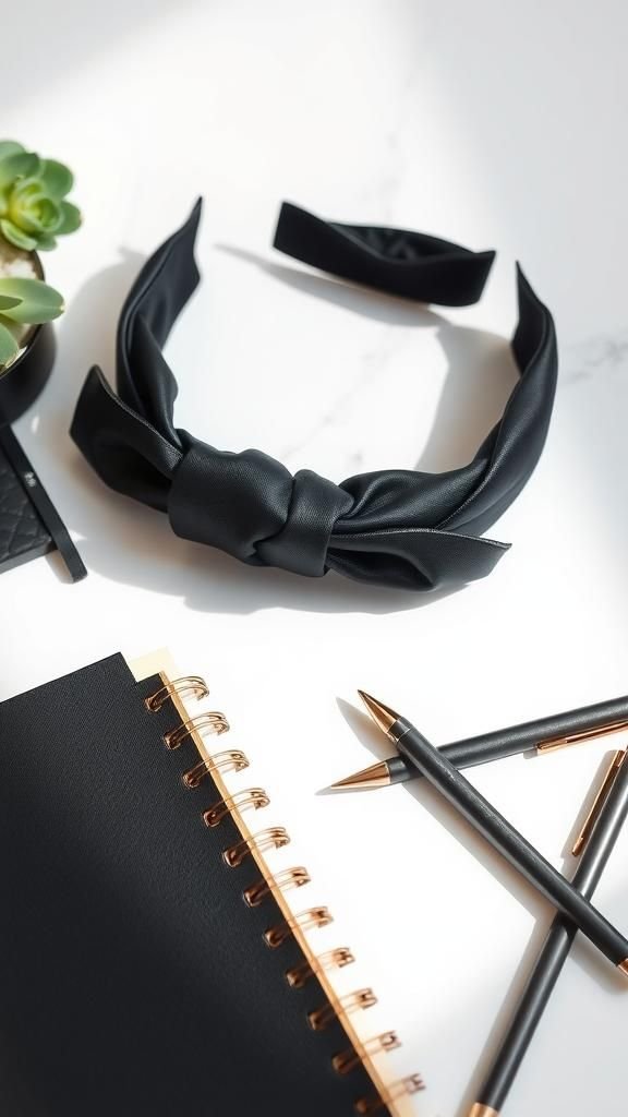 Faux Leather Bow Accent No-Sew Headband