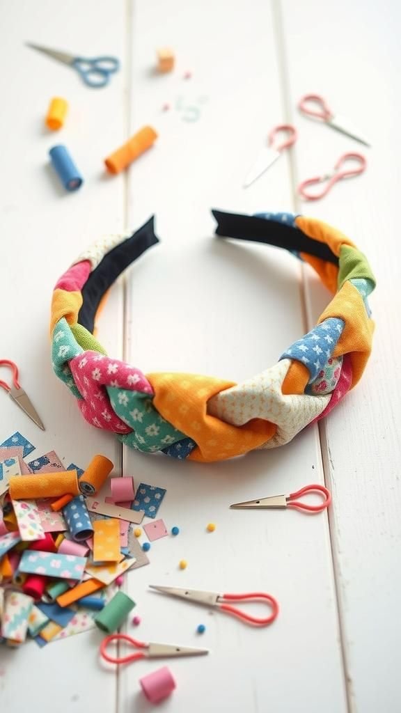 Patchwork Scrap Fabric Headband With Whimsy