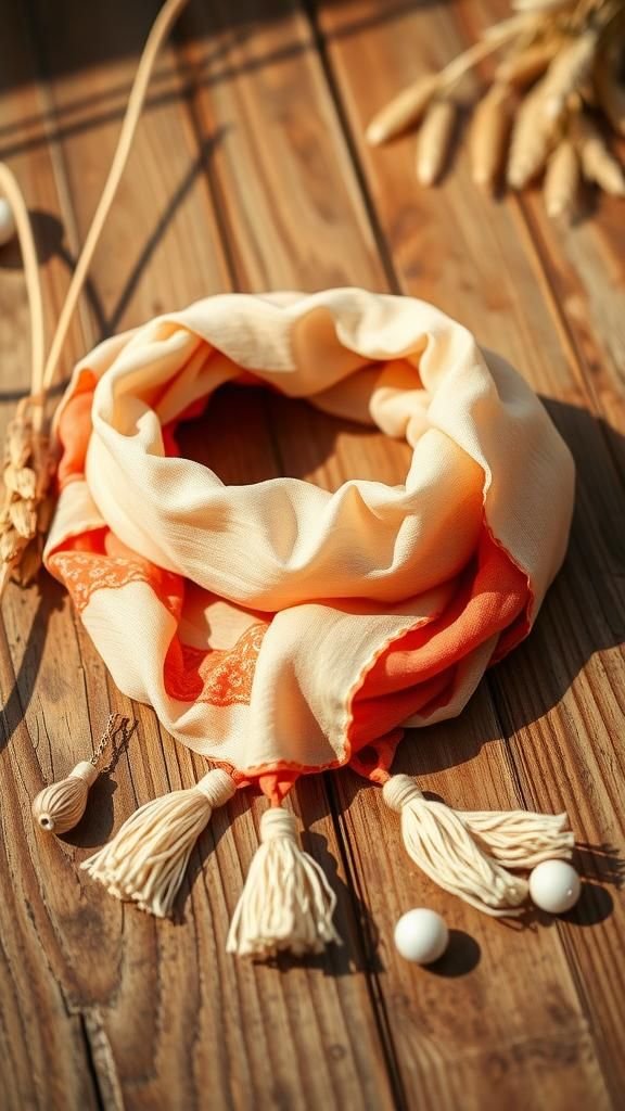 Wide Boho Scarf Wrap With Tassel Ends