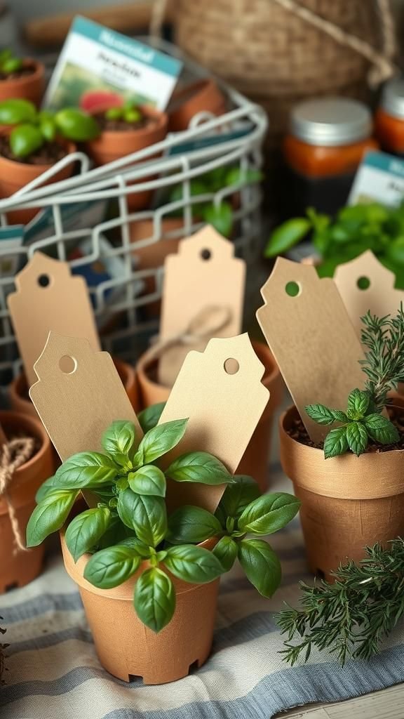 Botanical Herb Labels With Punched Leaf Accents