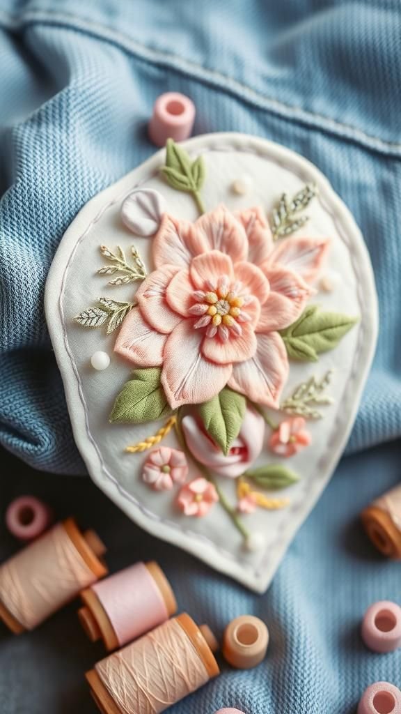 Bouquet Floral Pastel Pour Veste En Jean