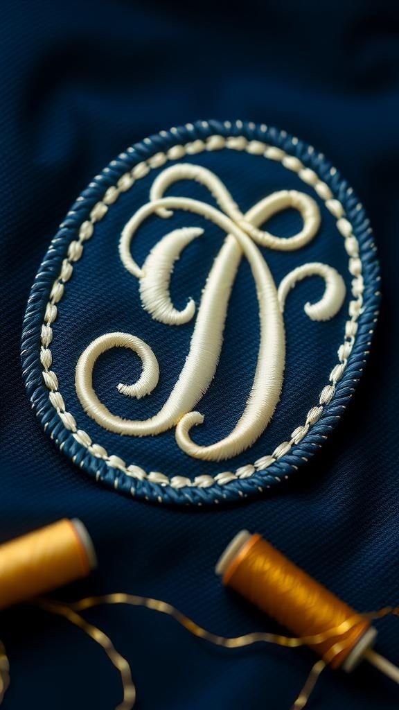 Monogramme Élégant En Fil Satiné