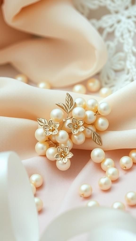 Barrette Perlée Mariage Avec Touche Florale Discrète