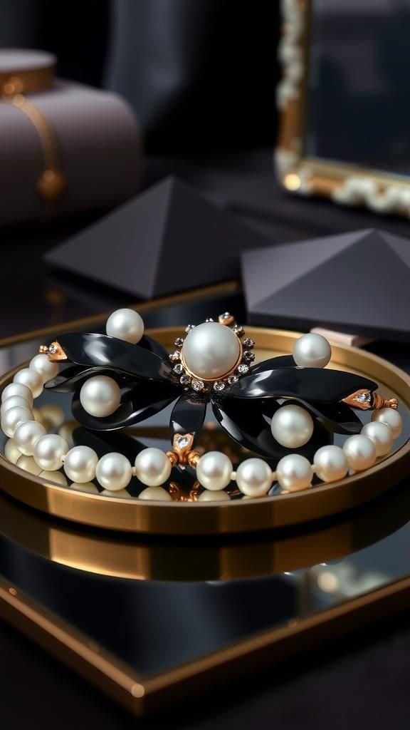 Barrette Perlée À Théme Art Déco Au Graphisme Raffiné