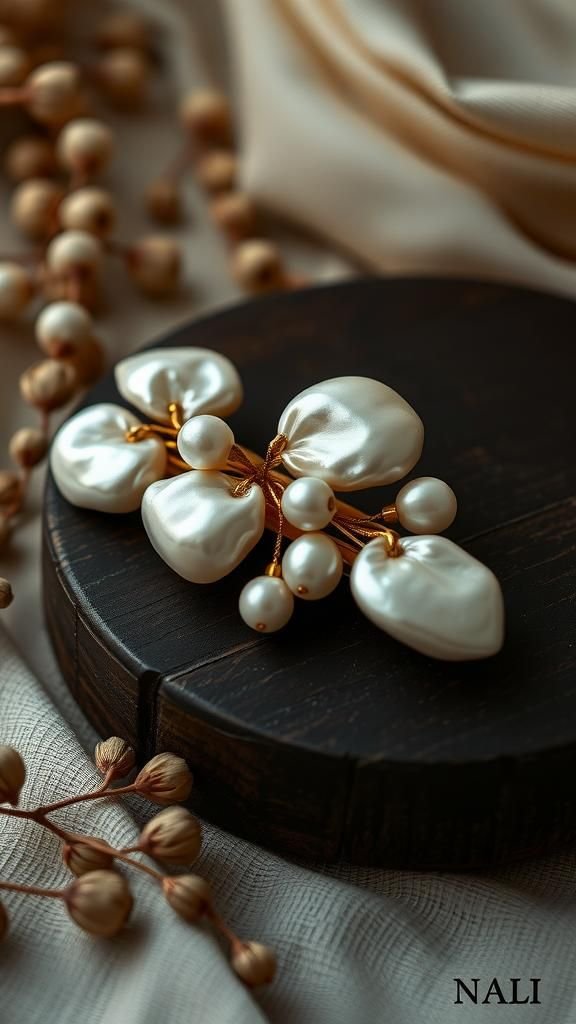 Pince Perlée Baroque Aux Perles Irrégulières Riches