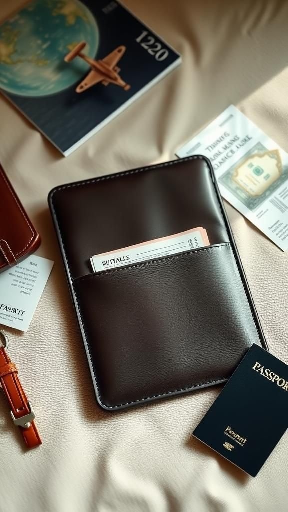 Portadocumentos De Viaje Con Bolsillo Para Billetes Largo