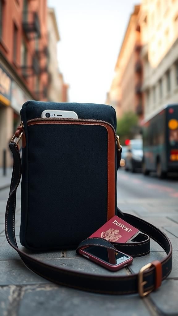 Portadocumentos De Viaje Con Correa Cruzada Extraíble
