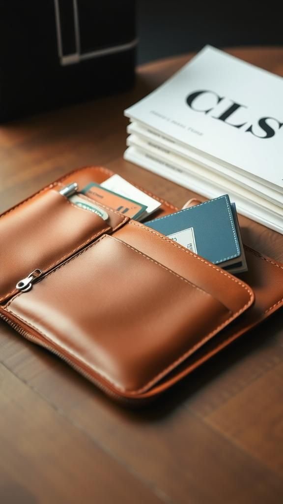 Portadocumentos De Viaje Minimalista En Cuero