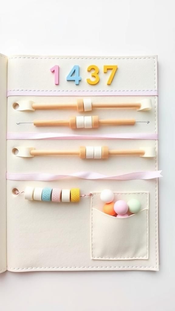 Mini Abacus Bead Counting On Ribbon Rails