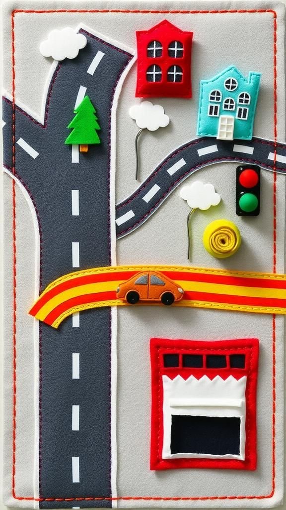 Roadway Playmat With Stoplights And Sliding Cars
