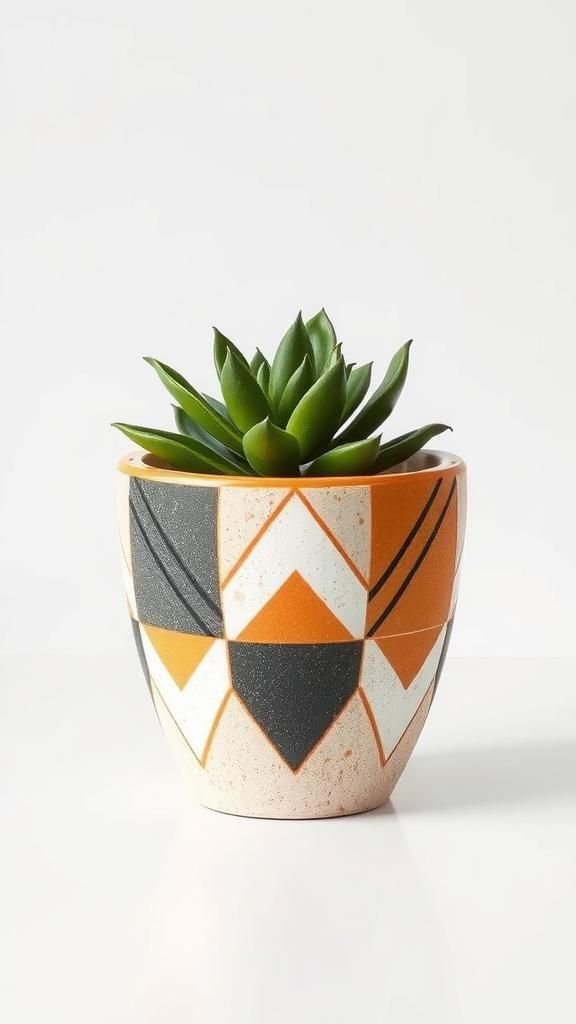 Motifs Géométriques Modernes Sur Pots Classiques