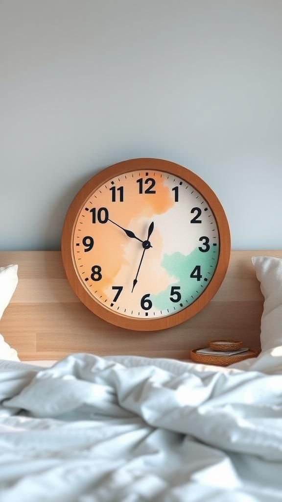 Reloj Acuarela Pastel Sobre Madera Con Tono Delicado