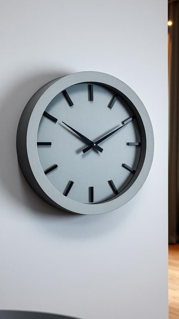 Reloj De Concreto Pulido Con Acabado Industrial Minimalista