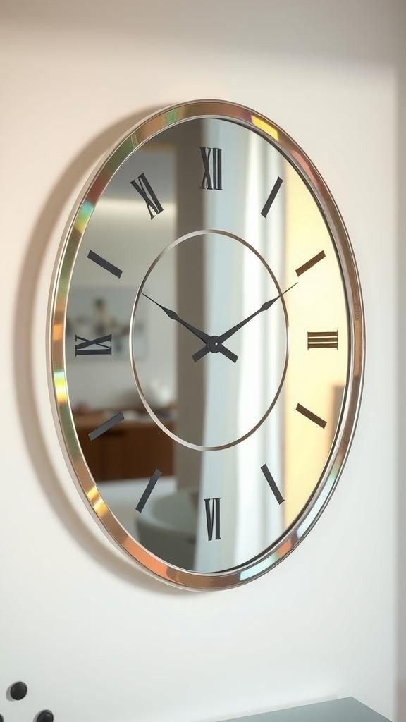 Reloj De Espejo Con Resina Brillante Efecto Iridiscente