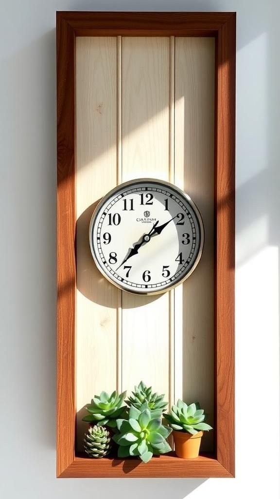 Reloj Floral Con Suculentas Integradas En Marco Abierto