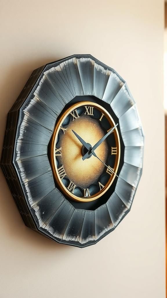 Reloj Geoda De Resina Con Brillos Metálicos Y Cuarzo